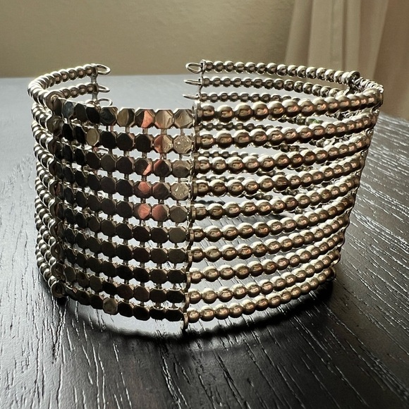 Vintage Silver Beaded Cuff Fashion Bracelet - One Size - Picture 1 of 7